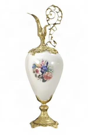 Luxus Barock-Krugvase mit handbemaltem Porzellankörper und kunstvollem Bronzegriff – Luxusvasen von Luxury Group International