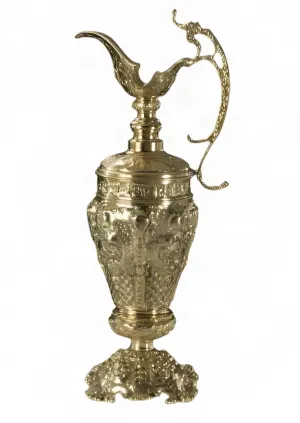 Luxus Barock-Krugvase mit kunstvollem Bronze-Relief und dekorativem Sockel – Luxusvasen von Luxury Group International