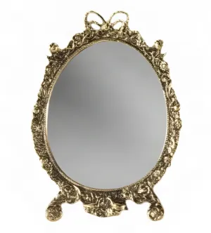 Luxus Barock Ovaler Tischspiegel mit Verziertem Schleifenaufsatz und Skulptiertem Bronze-Rahmen von Luxury Group International