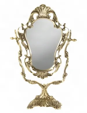 Luxus Barock Drehbarer Tischspiegel mit Skulptiertem Ornamentrahmen und Sockelbasis von Luxury Group International