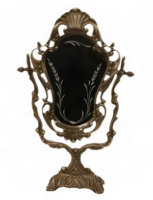 Luxus Barock Drehbarer Tischspiegel mit Skulpturalem Offenrahmen und Verziertem Sockel von Luxury Group International