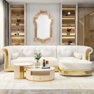 Luxury Baroque Venetian Style Wall Mirror with Champagne Gold Etched Glass Frame Lifestyle View by Luxury Group International