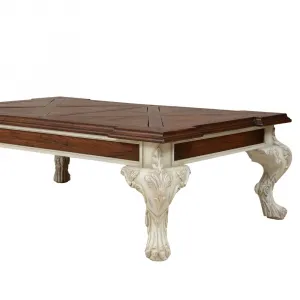 Luxury Baroque Wooden Coffee Table with Geometric Panelled Top and Ivory Carved Legs Detail View by Luxury Group International
