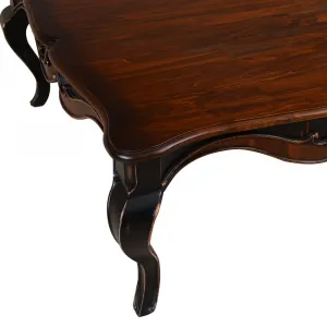 Luxury Baroque Wooden Coffee Table with Scalloped Apron and Cabriole Legs - Luxury Coffee Table Detail View by Luxury Group International