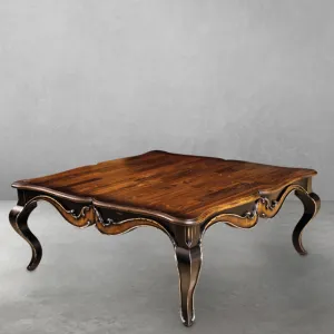 Luxury Baroque Wooden Coffee Table with Scalloped Apron and Cabriole Legs - Luxury Coffee Table Front View by Luxury Group International