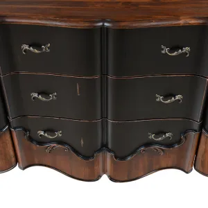 Luxus Barockes Holz-Sideboard mit sechs Schubladen & zwei Schränken in antik-schwarzer Optik Detailansicht von Luxury Group International