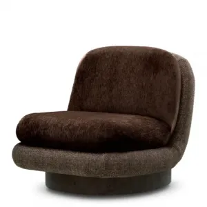Luxury Bayard Brown Wooden Swivel Chair Front View by Luxury Group International