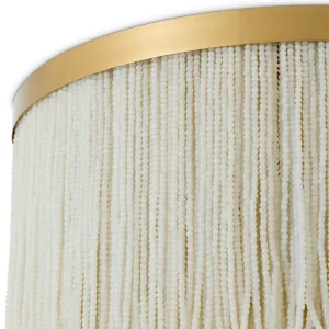 White Glass Bead Flush Mount Designer Ceiling Light with Golden Frame - Luxury Hotel Furniture Detail View by Luxury Group International