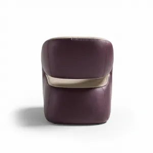 Luxury Beige and Mauve Sculptural Armchair with Black Metal Base - Luxury Hotel Furniture Back View by Luxury Group International