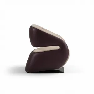 Luxury Beige and Mauve Sculptural Armchair with Black Metal Base - Luxury Hotel Furniture Side View by Luxury Group International