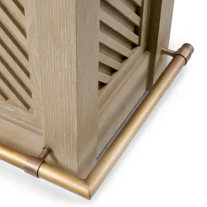 Luxury Beige Bar Cabinet with Chevron Doors & Golden Foot Rail – 131 cm - Luxury Hotel Furniture Detail View by Luxury Group International