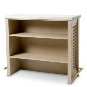Luxury Beige Bar Cabinet with Chevron Doors & Golden Foot Rail – 131 cm - Luxury Hotel Furniture Front View by Luxury Group International