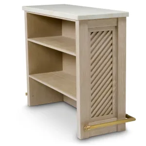 Luxury Beige Bar Cabinet with Chevron Doors & Golden Foot Rail – 131 cm - Luxury Hotel Furniture Side View by Luxury Group International