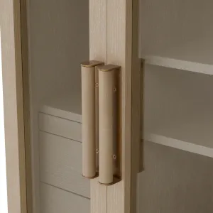 Luxus Beige Bar-Schrank mit Glastüren & goldenem Metallfuß - Luxus Hotelmöbel Detailansicht von Luxury Group International