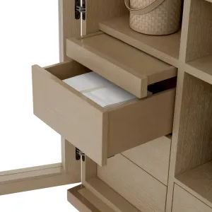 Luxus Beige Bar-Schrank mit Glastüren & goldenem Metallfuß - Luxus Hotelmöbel Detailansicht von Luxury Group International
