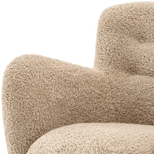 Luxuriöser beiger Bouclé-Sessel mit geschwungenen Armlehnen – 87 cm – Luxus-Hotelmöbel Detailansicht von Luxury Group International