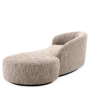 Divano Chaise Curvo Beige di Lusso con Design Scultoreo Imbottito - Mobili di Lusso per Hotel Vista laterale di Luxury Group International