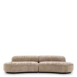 Luxury Beige Curved Modular Sofa with Sculptural Form - Luxury Hotel Furniture Front View by Luxury Group International