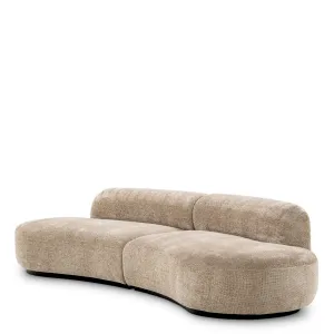 Luxury Beige Curved Modular Sofa with Sculptural Form - Luxury Hotel Furniture Side View by Luxury Group International