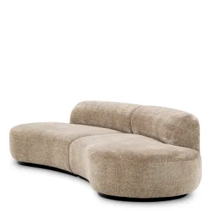 Luxury Beige Curved Modular Sofa with Sculptural Form - Luxury Hotel Furniture Side View by Luxury Group International