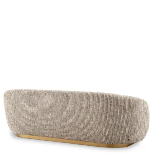 Sofá Curvo Tapizado Beige de Lujo con Base Metálica Dorada - Sofá de Lujo Vista trasera por Luxury Group International