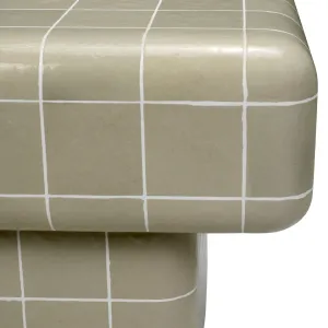 Luxury Beige Grid-Pattern Outdoor Side Table - Luxury Outdoor Furniture Detail View by Luxury Group International