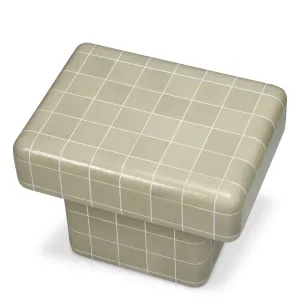 Luxury Beige Grid-Pattern Outdoor Side Table - Luxury Outdoor Furniture Front View by Luxury Group International