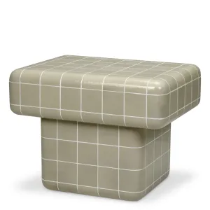 Luxury Beige Grid-Pattern Outdoor Side Table - Luxury Outdoor Furniture by Luxury Group International