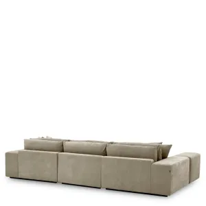 Luxury Beige L-Shaped Sectional Sofa with Chaise Lounge - Luxury Hotel Furniture Back View by Luxury Group International