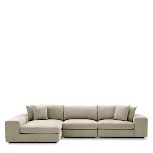 Luxury Beige L-Shaped Sectional Sofa with Chaise Lounge - Luxury Hotel Furniture Front View by Luxury Group International