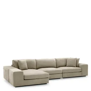 Luxury Beige L-Shaped Sectional Sofa with Chaise Lounge - Luxury Hotel Furniture Front View by Luxury Group International
