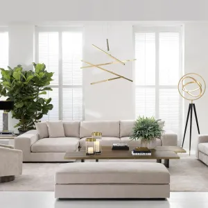 Luxury Beige L-Shaped Sectional Sofa with Chaise Lounge - Luxury Hotel Furniture Lifestyle View by Luxury Group International