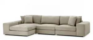 Luxury Beige L-Shaped Sectional Sofa with Chaise Lounge - Luxury Hotel Furniture Front View by Luxury Group International