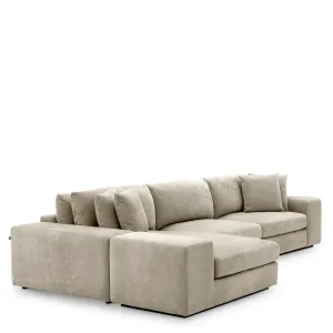 Luxury Beige L-Shaped Sectional Sofa with Chaise Lounge - Luxury Hotel Furniture Side View by Luxury Group International