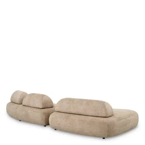 Sofá Modular Curvo Beige de Lujo con Cojines Traseros Esculturales - Mobiliario de Hotel de Lujo Vista trasera por Luxury Group International