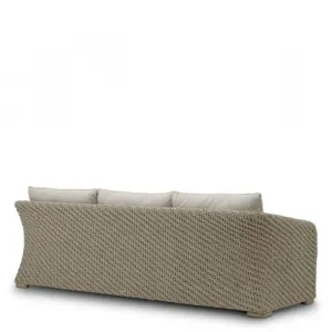 Luxus Beige Outdoor-Sofa mit Geflochtenem Rattanrahmen & Kissen – Luxus Hotelmöbel Rückansicht von Luxury Group International