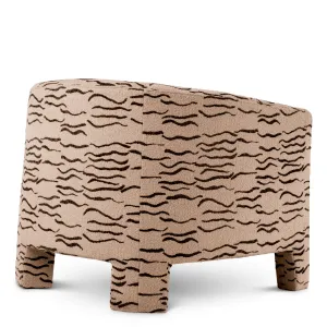 Luxury Beige Patterned Armchair with Curved Back & Wavy Contrast Design – Luxury Hotel Furniture Back View by Luxury Group International