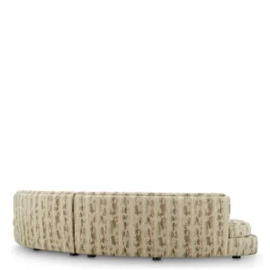 Luxus Beige Gemustertes Geschwungenes Modulares Sofa für Designer-Wohnzimmerkomfort Rückansicht von Luxury Group International