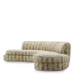 Luxus Beige Gemustertes Geschwungenes Modulares Sofa für Designer-Wohnzimmerkomfort Seitenansicht von Luxury Group International
