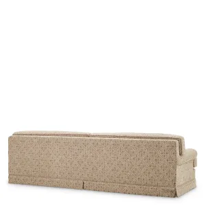 Luxury Beige Patterned Three-Seater Sofa with Rolled Arms – Living Room – Luxury Hotel Furniture Back View by Luxury Group International