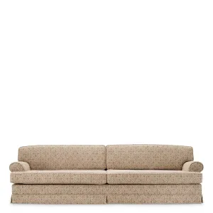 Luxury Beige Patterned Three-Seater Sofa with Rolled Arms – Living Room – Luxury Hotel Furniture Front View by Luxury Group International