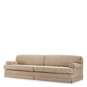Luxury Beige Patterned Three-Seater Sofa with Rolled Arms – Living Room – Luxury Hotel Furniture Front View by Luxury Group International