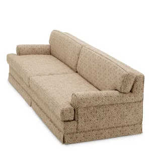 Luxury Beige Patterned Three-Seater Sofa with Rolled Arms – Living Room – Luxury Hotel Furniture Side View by Luxury Group International