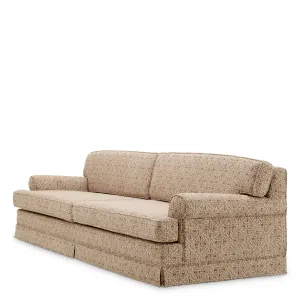 Luxury Beige Patterned Three-Seater Sofa with Rolled Arms – Living Room – Luxury Hotel Furniture Side View by Luxury Group International