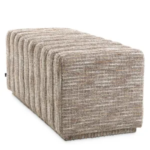 Luxus Beige Gerippte Gepolsterte Bank Ottoman für Elegante Innenräume - Luxus Hotelmöbel Seitenansicht von Luxury Group International