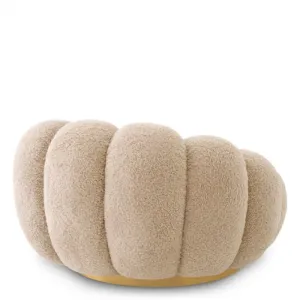 Luxury Beige Round Armchair 112 cm - Living Room & Hotel Furniture - Luxury Furniture Back View by Luxury Group International