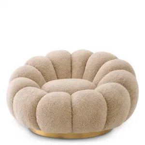 Luxury Beige Round Armchair 112 cm - Living Room & Hotel Furniture - Luxury Furniture Front View by Luxury Group International
