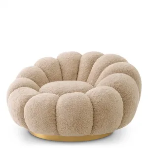 Luxury Beige Round Armchair 112 cm - Living Room & Hotel Furniture - Luxury Furniture Front View by Luxury Group International
