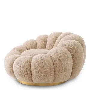 Luxury Beige Round Armchair 112 cm - Living Room & Hotel Furniture - Luxury Furniture Side View by Luxury Group International