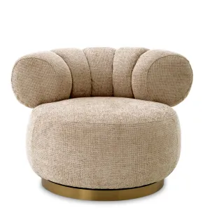 Luxus Beiger Runder Sessel 93 cm – Wohnzimmer- & Hotelausstattung – Luxusmöbel Vorderansicht von Luxury Group International